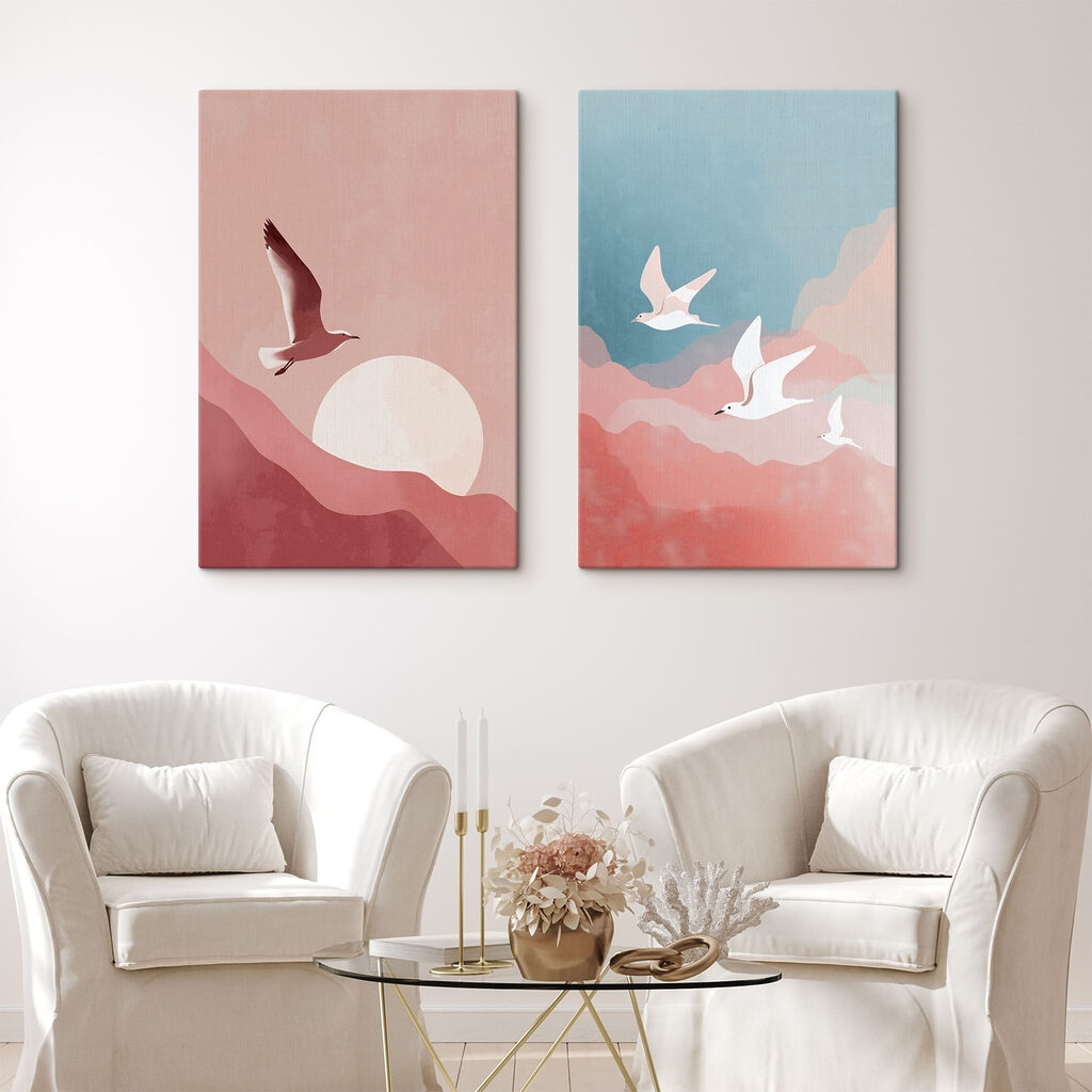 Ciel rose et oiseaux — intérieur 1