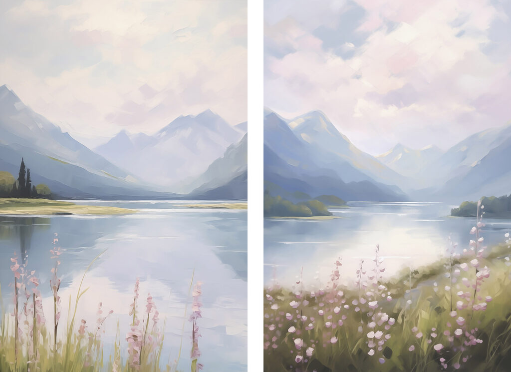 Lac aux rives fleuries — motif complet