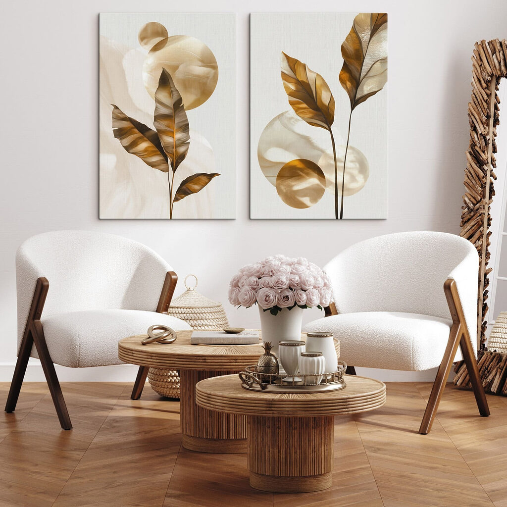 Feuilles et cercles dorés — intérieur 2