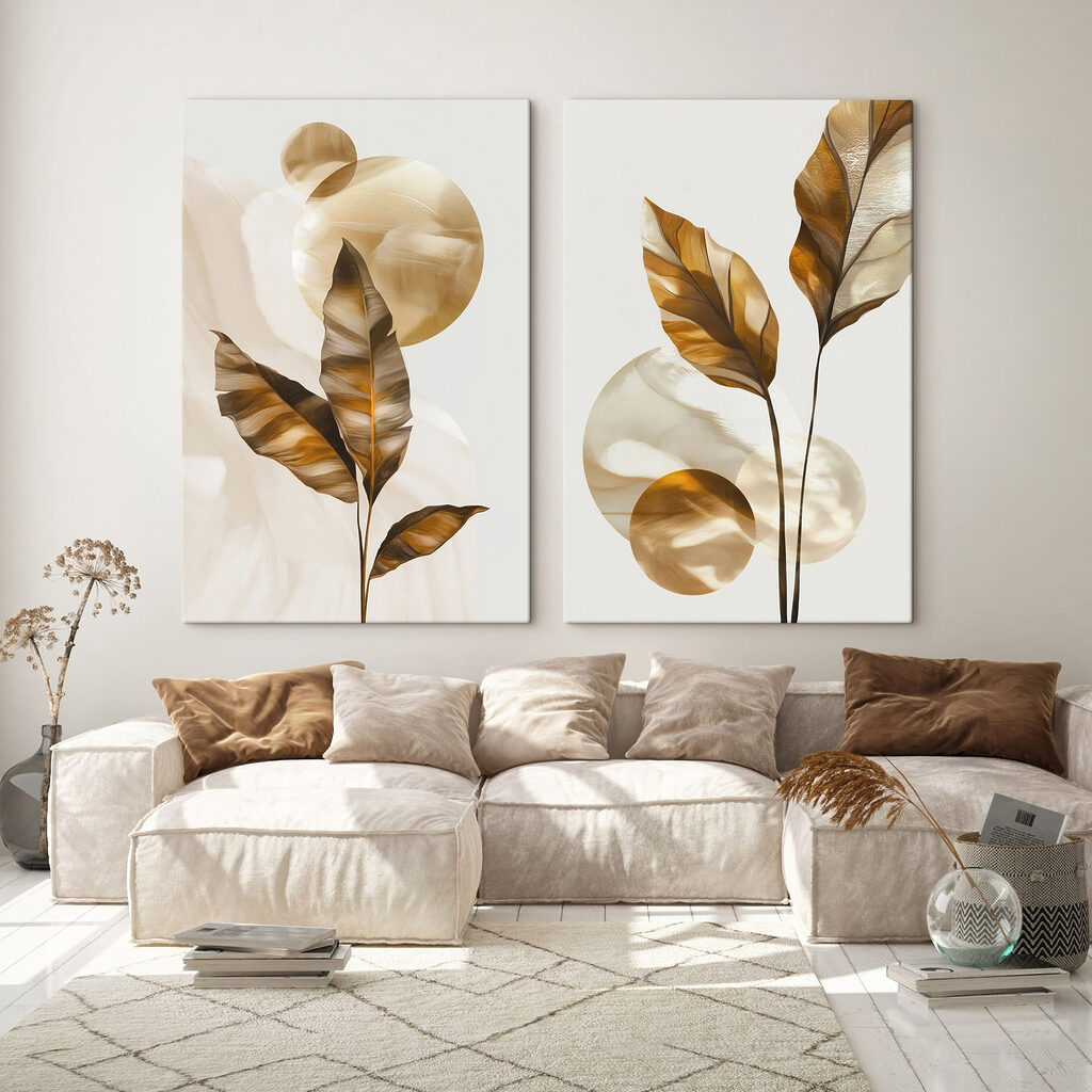 Feuilles et cercles dorés — intérieur 1