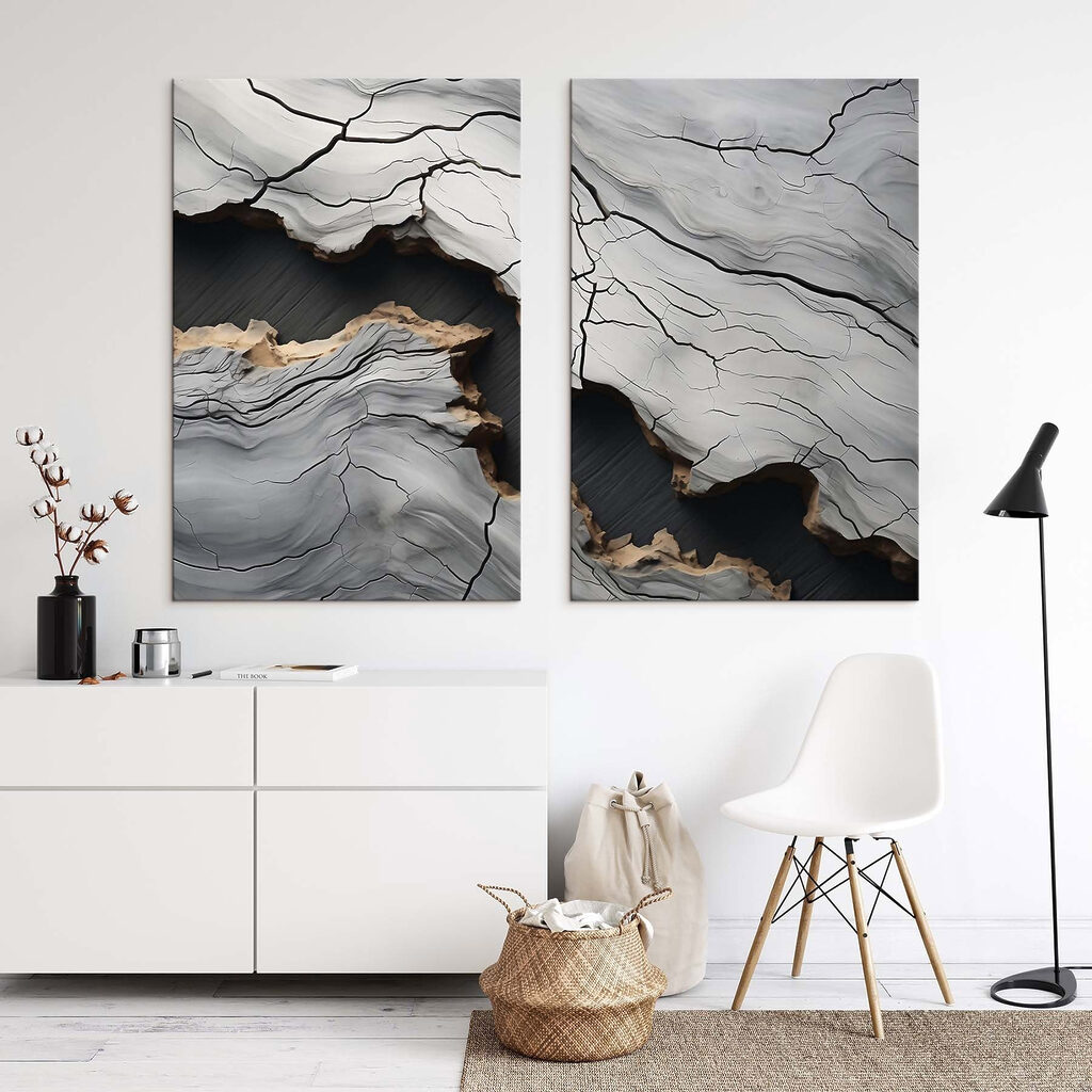 Veines dorées sur gris dans un intérieur