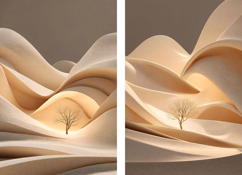 Arbre dans le désert — motif complet