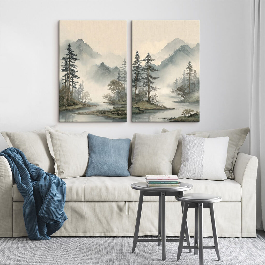 Conifères et rivière — intérieur 2