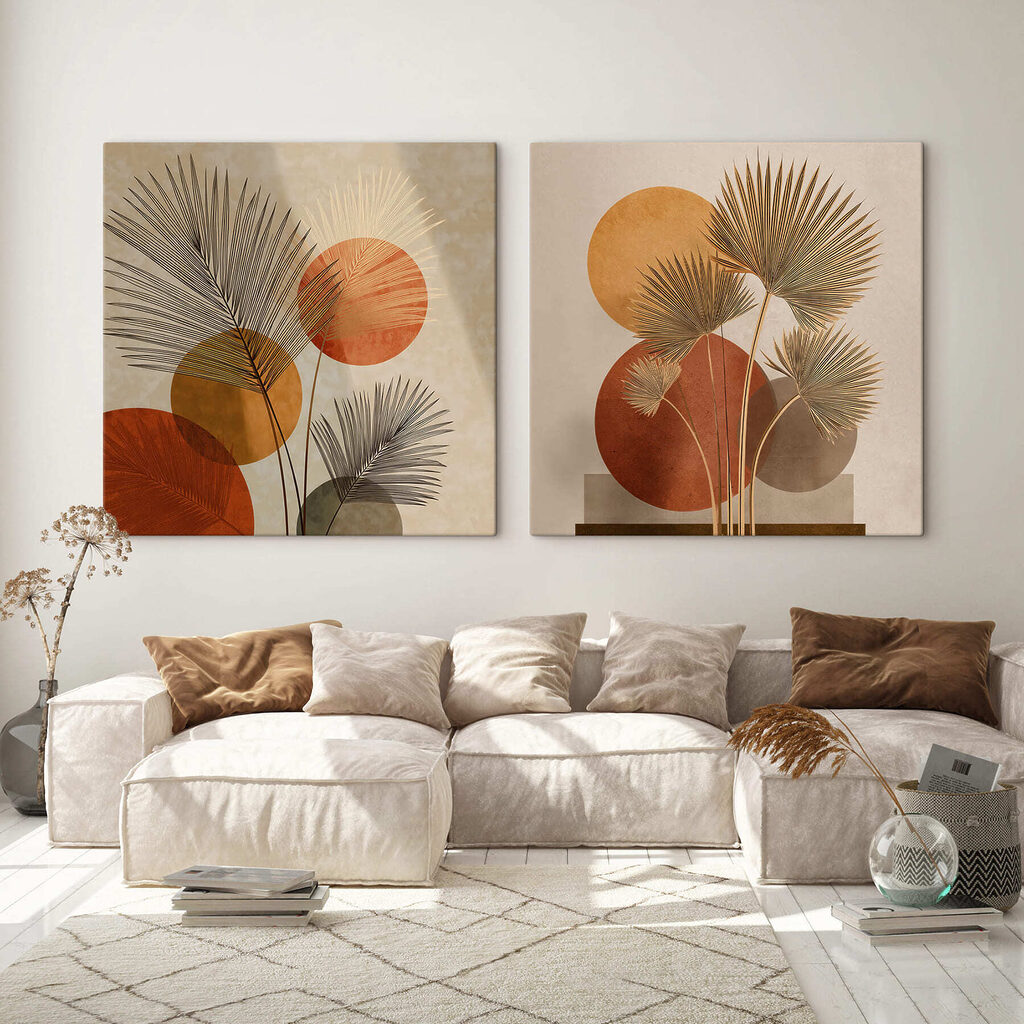 Palmes sous le soleil dans un intérieur