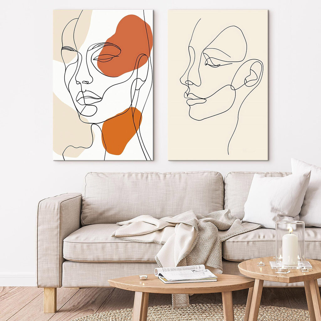 Visages en lignes fluides dans un intérieur
