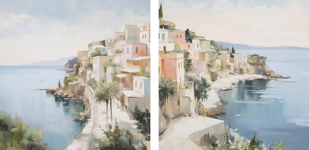 Village sur la côte — motif complet