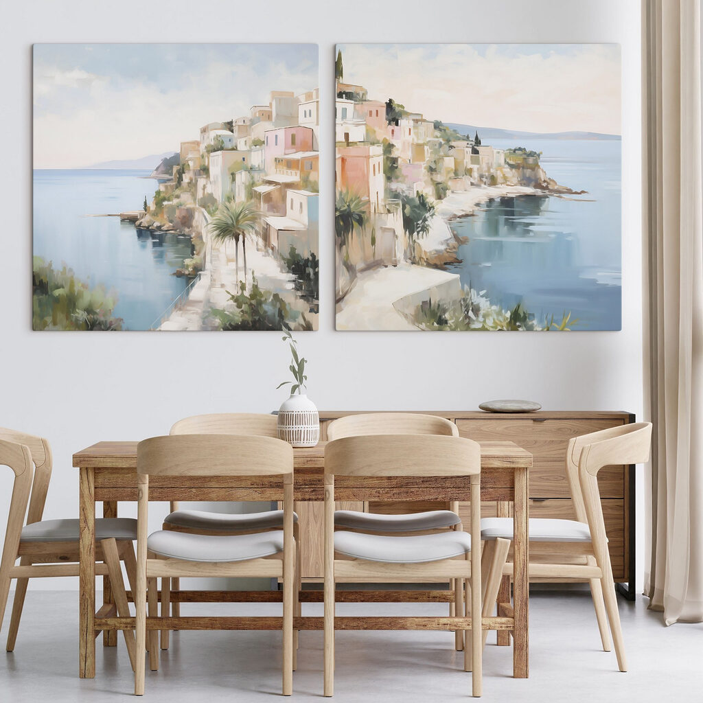 Village sur la côte dans un intérieur