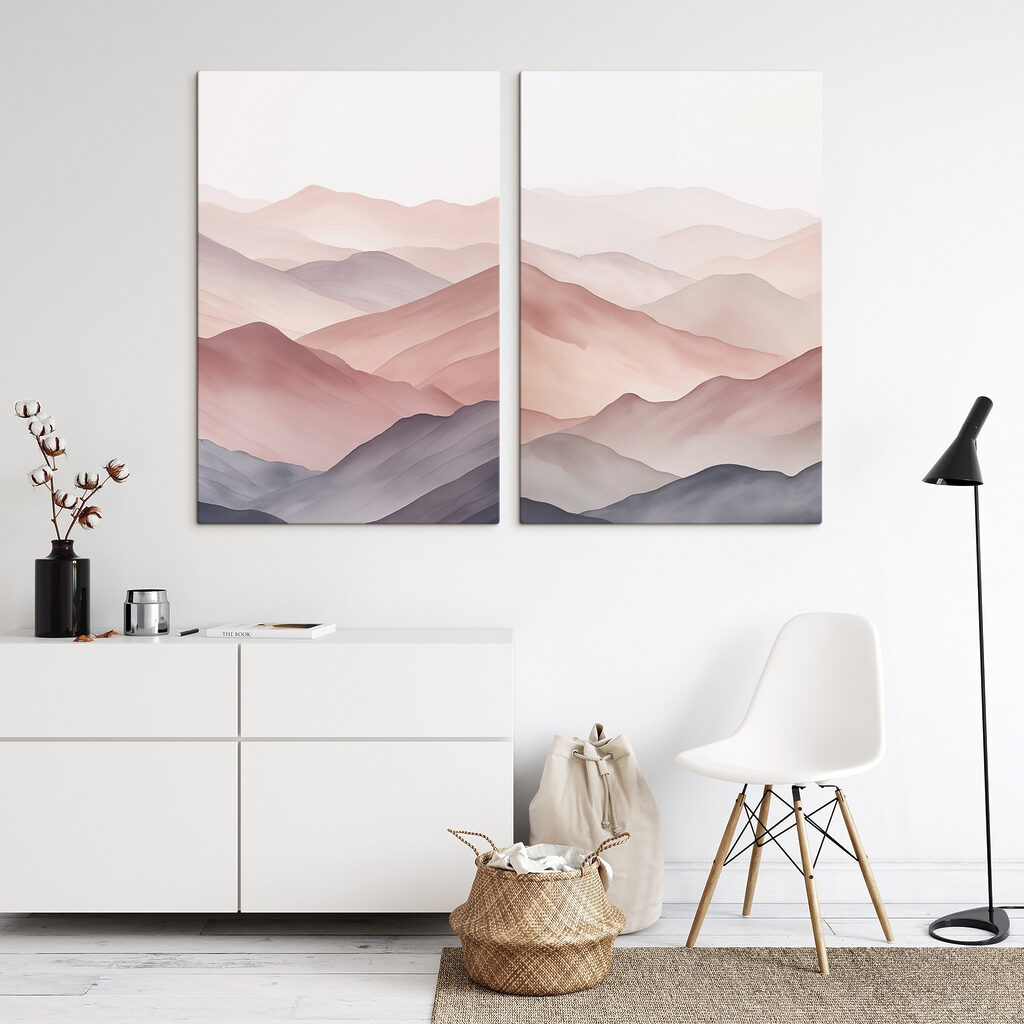 Montagnes en strates roses dans un intérieur