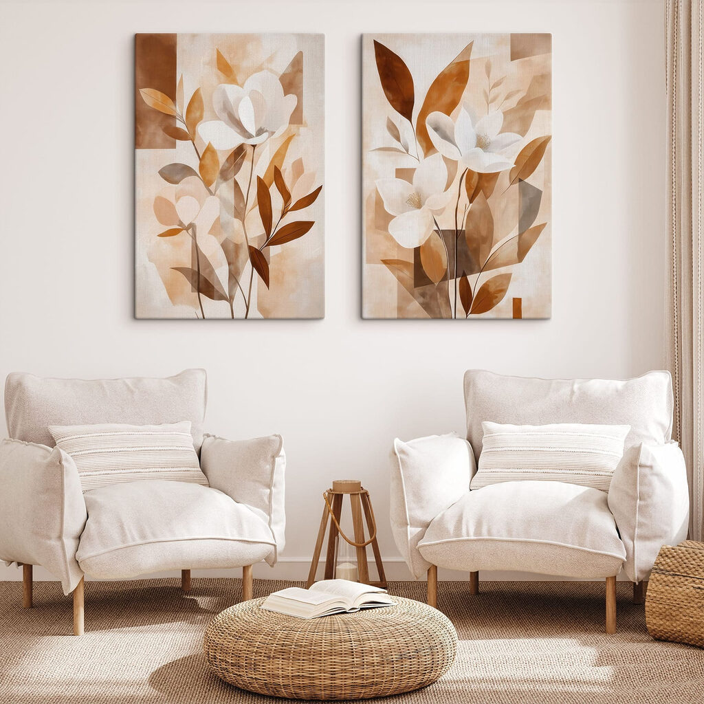 Fleurs blanches et cuivre dans un intérieur