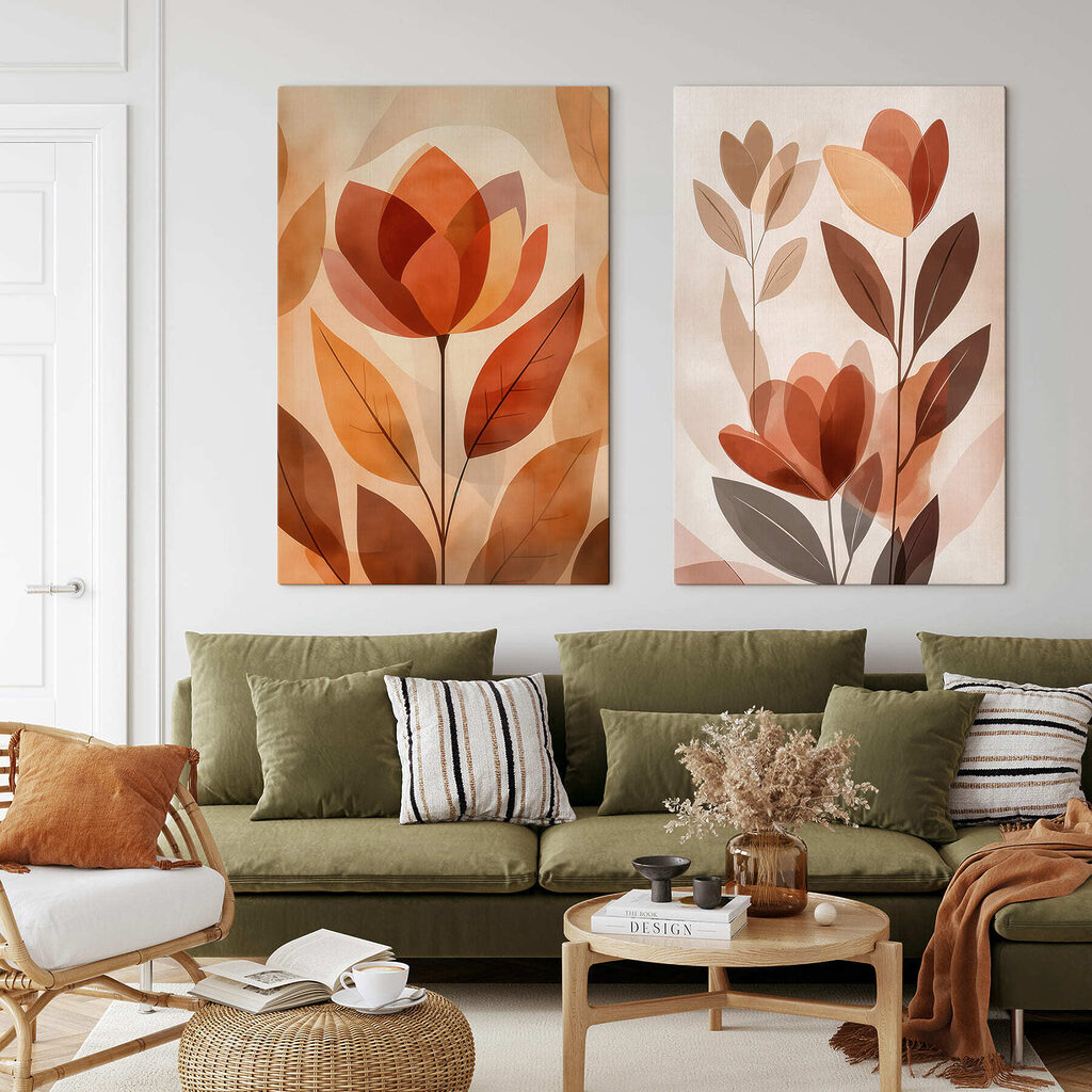 Fleurs comme des flammes dans un intérieur