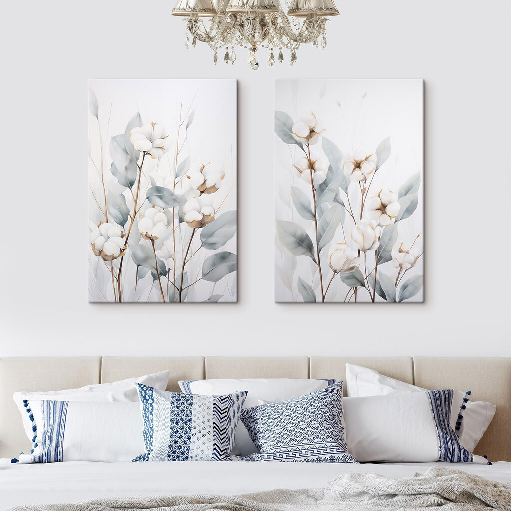 Pompons blancs dans un intérieur