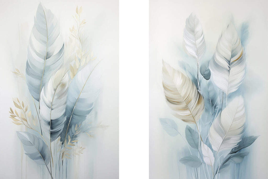 Plumes et feuillages — motif complet