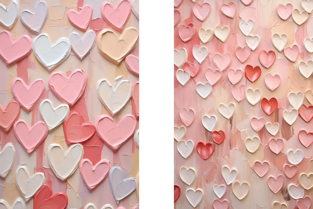 Cœurs roses et blancs — motif complet