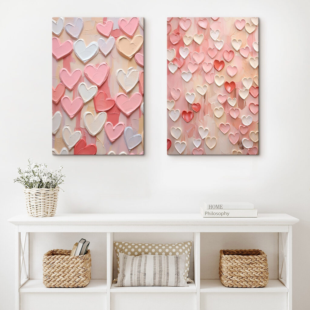 Cœurs roses et blancs — intérieur 1