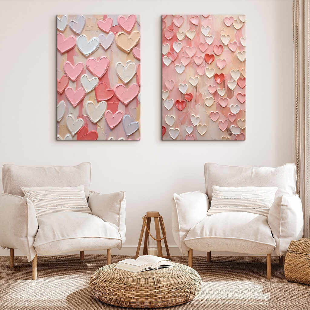 Cœurs roses et blancs — intérieur 2