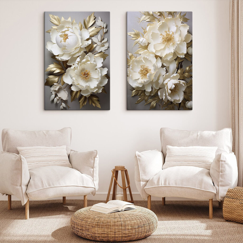 Fleurs blanches dans l’ombre dans un intérieur