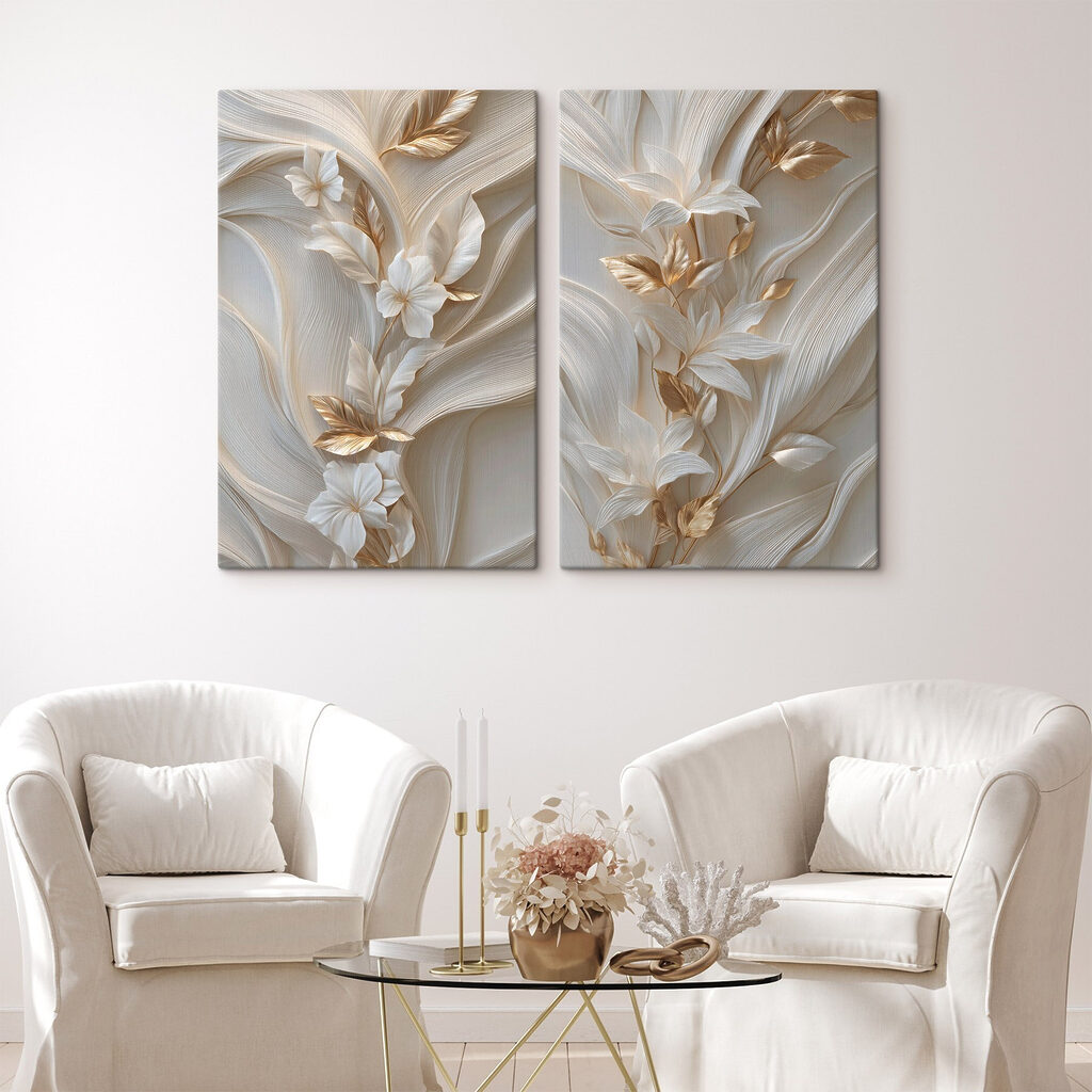 Fleurs et lignes ondulantes dans un intérieur