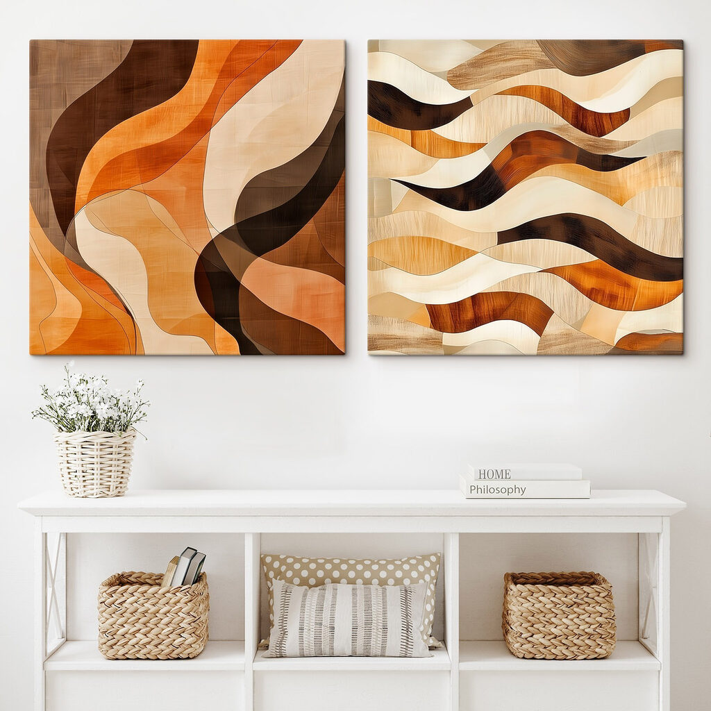 Vagues en strates orange dans un intérieur