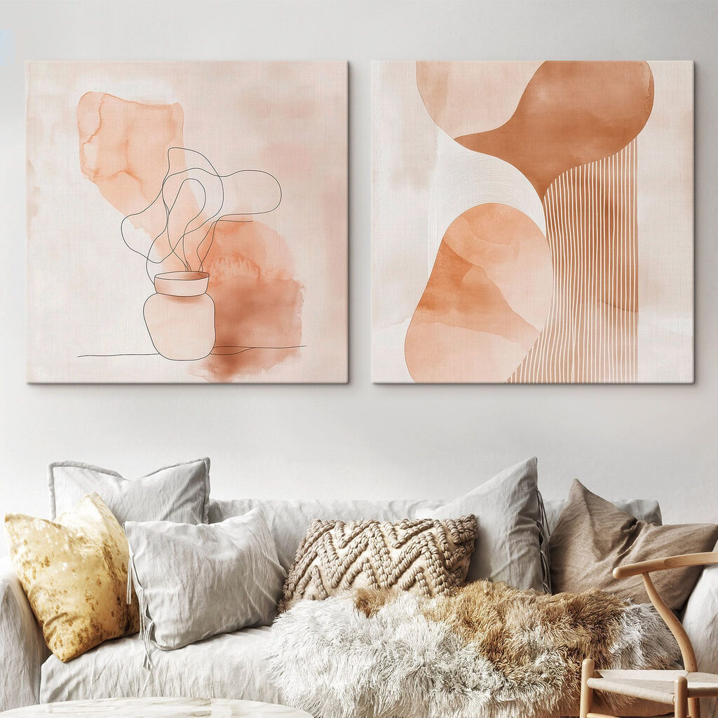 Vase au trait dans un intérieur