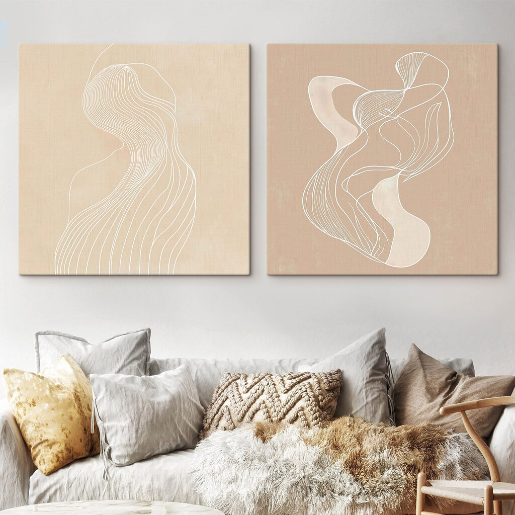 Silhouettes au trait fin dans un intérieur