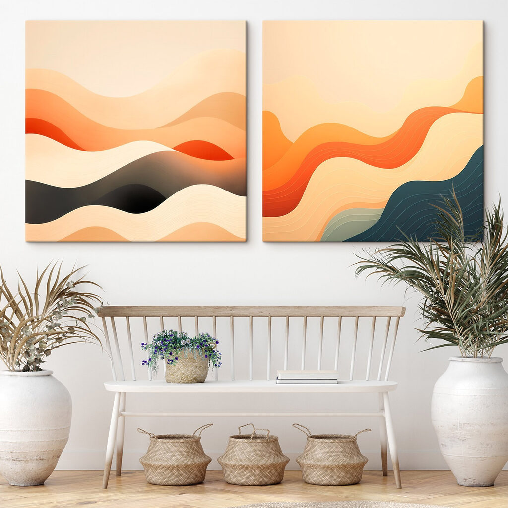Vagues baignées de soleil dans un intérieur