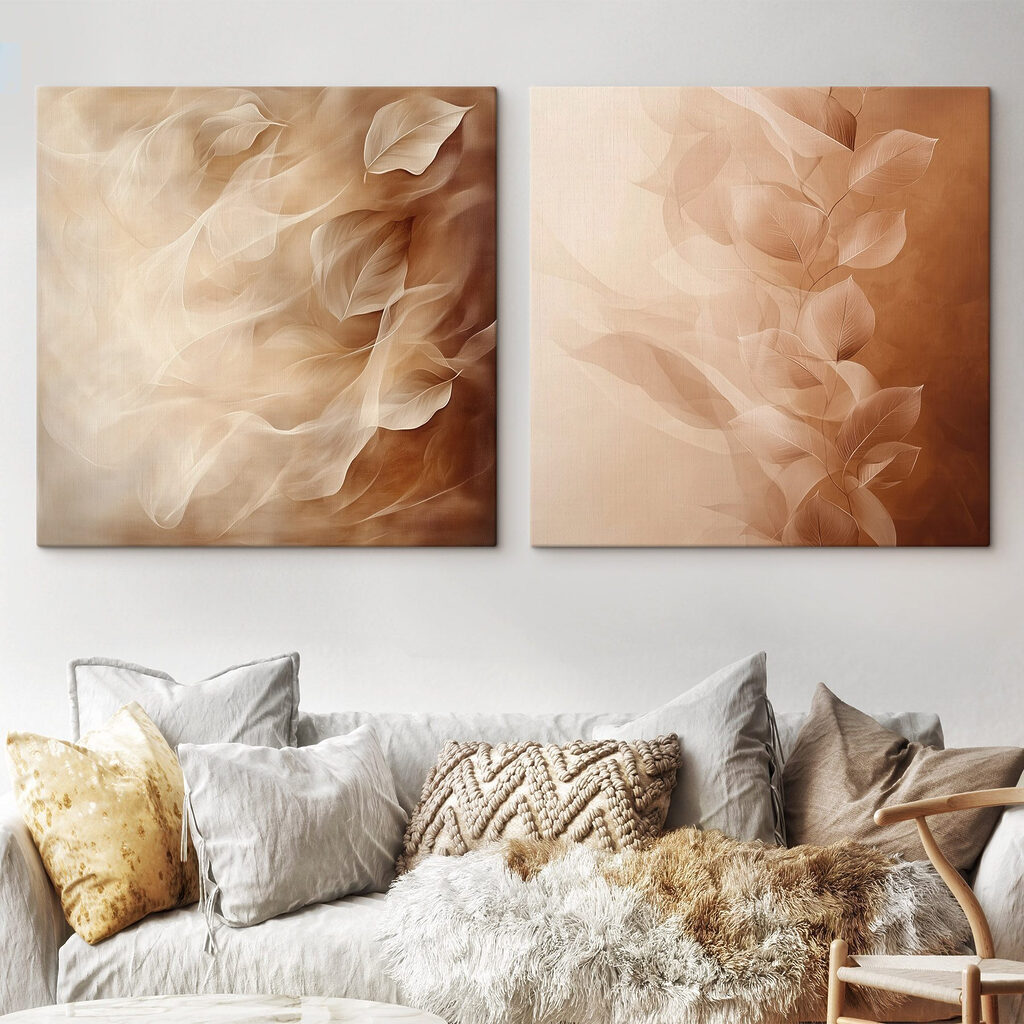 Feuilles dans la brume dans un intérieur