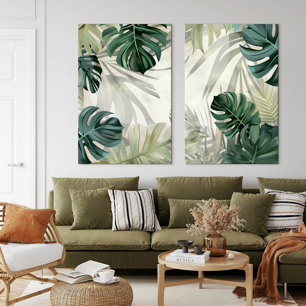 Verdure tropicale et ombres dans un intérieur