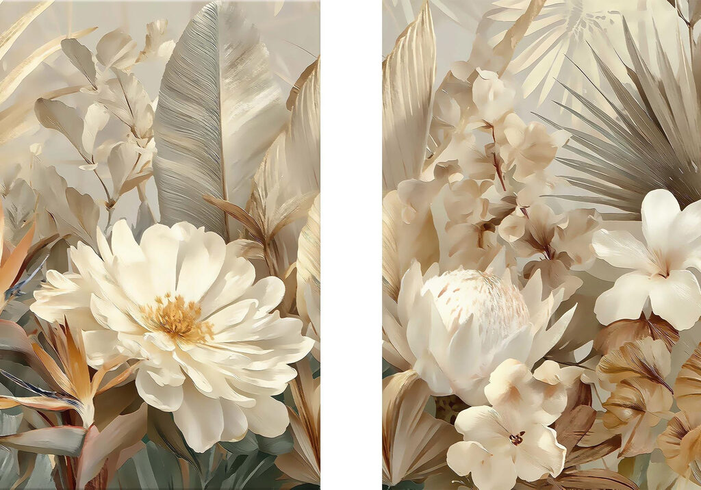 Fleurs et palmes — motif complet