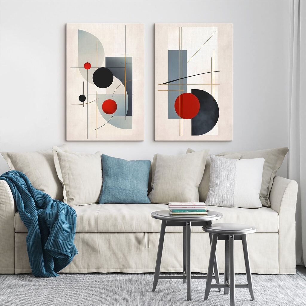 Points rouges et lignes dans un intérieur
