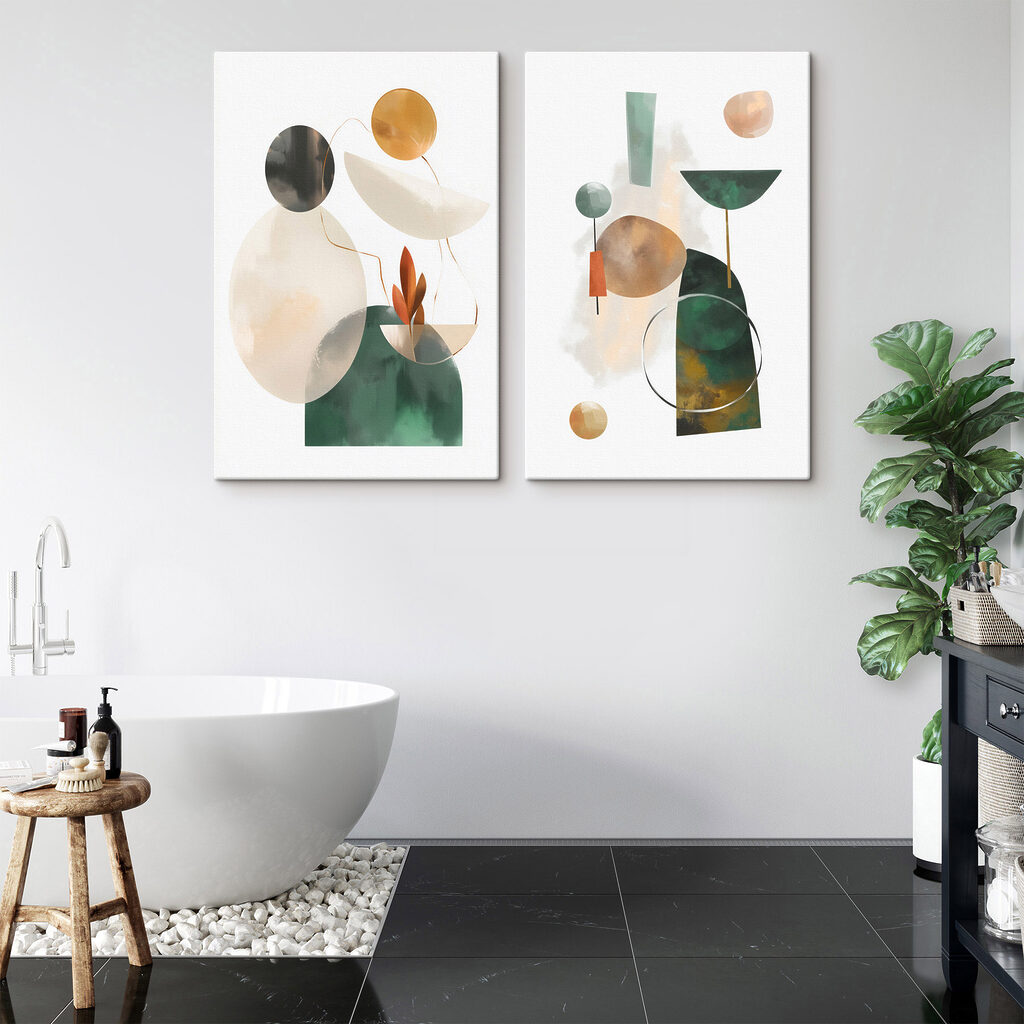 Vases et formes rondes dans un intérieur