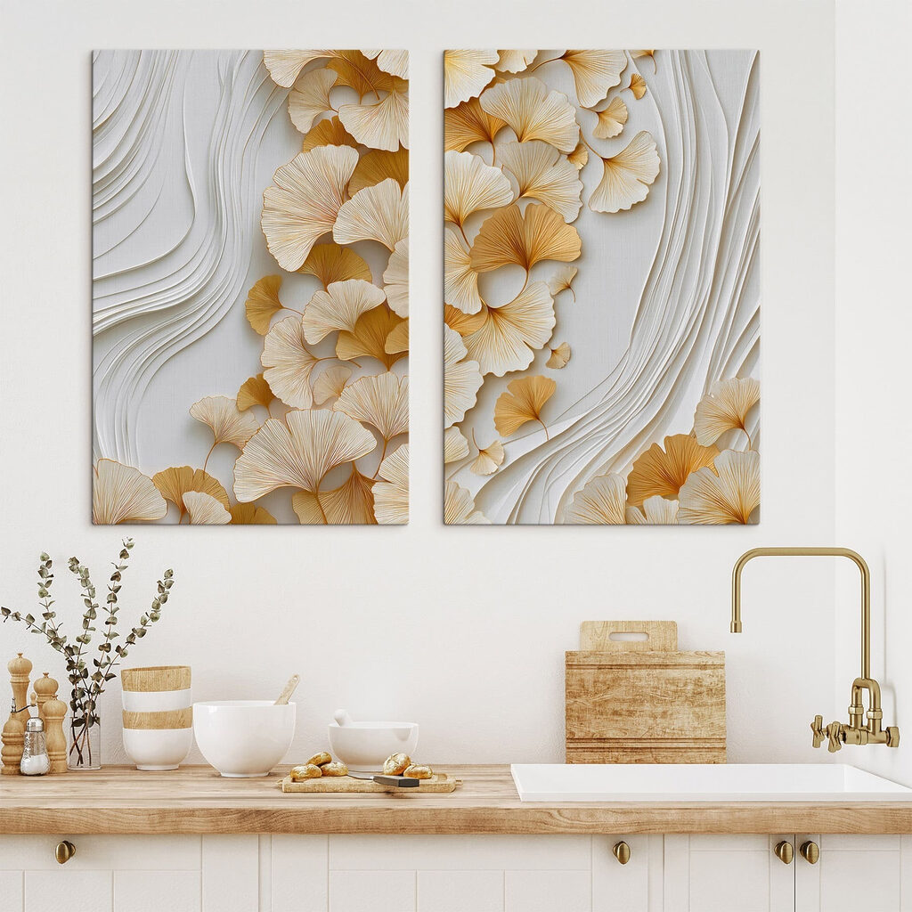Feuilles et sillons ondulés dans un intérieur