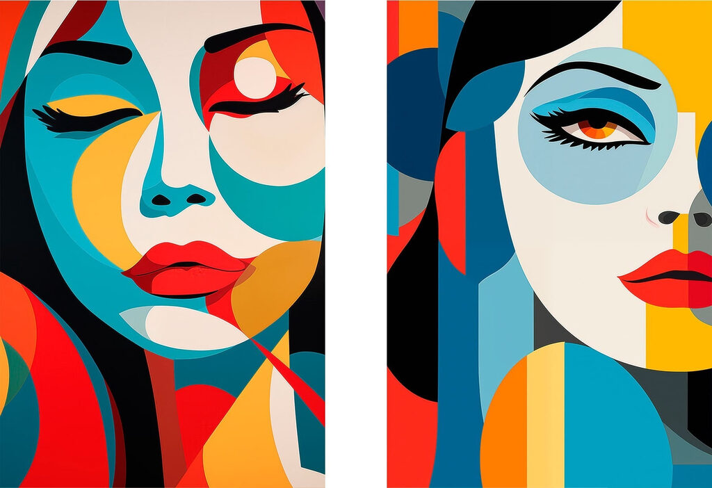 Visage aux couleurs vives — motif complet