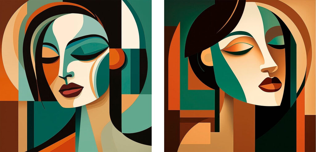 Visages aux yeux clos — motif complet