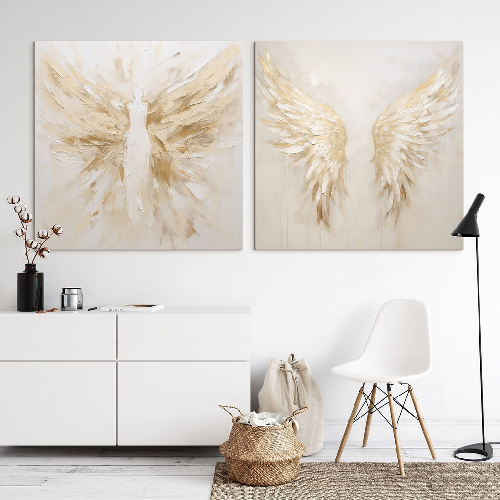 Ailes dans la lumière dans un intérieur