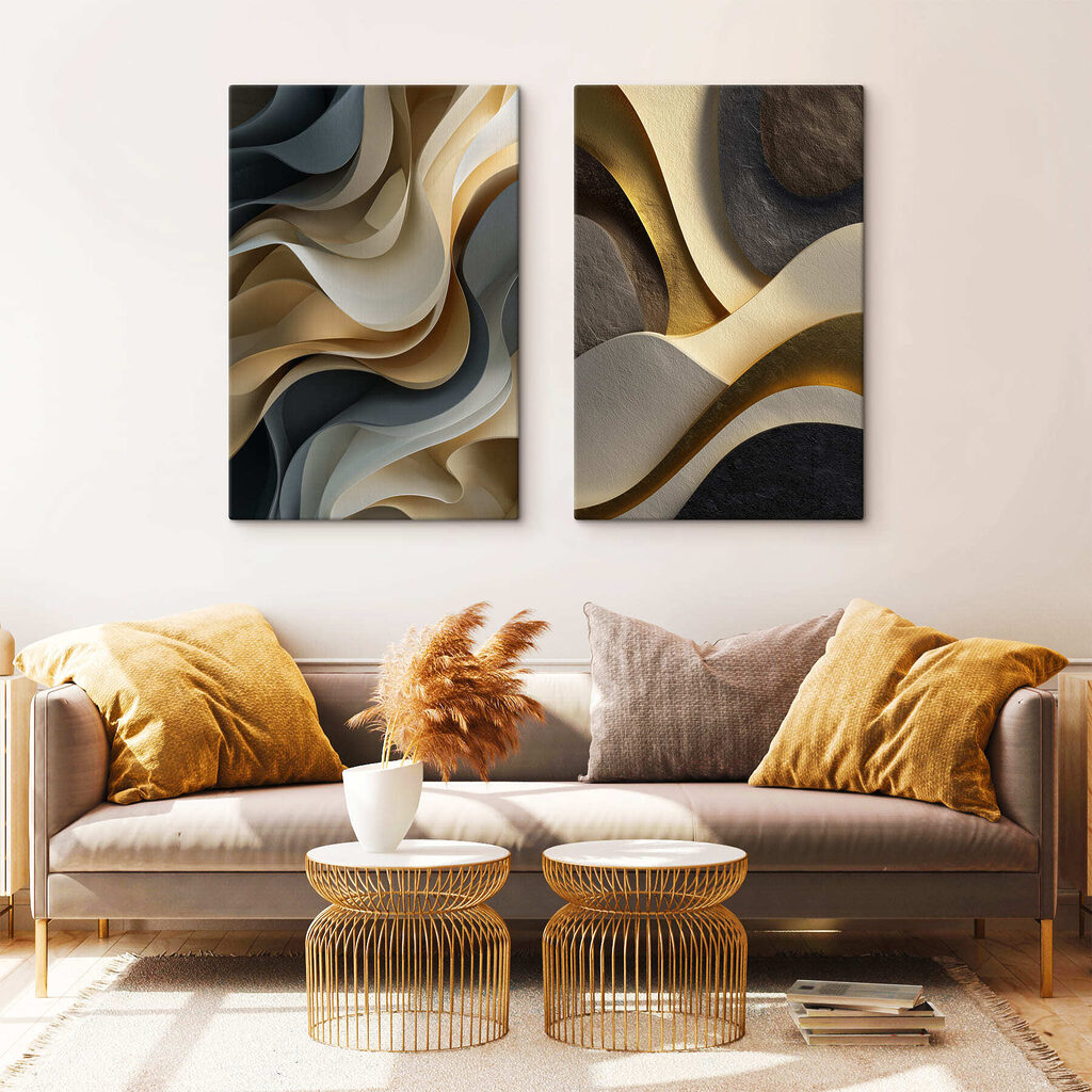 Courbes dorées dans l’ombre dans un intérieur