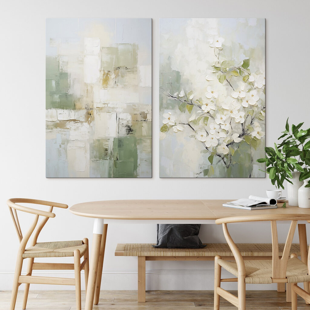 Fleurs et formes géométriques dans un intérieur