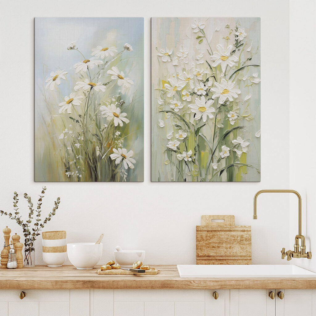 Brins blancs et verts dans un intérieur