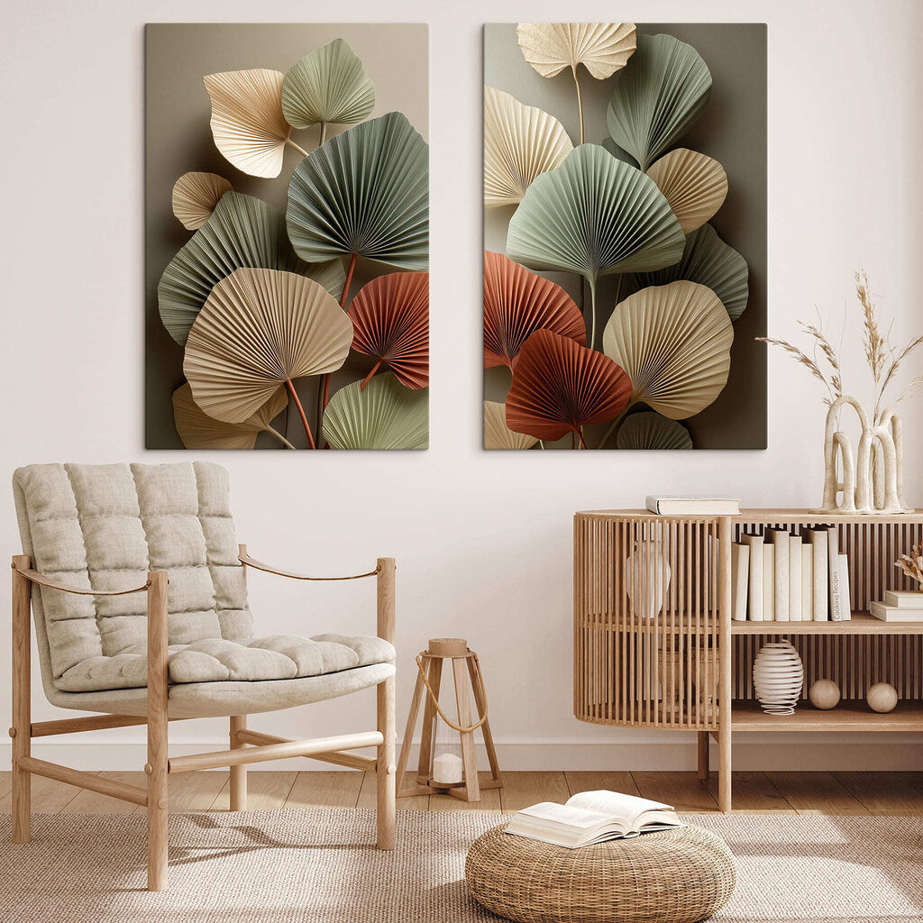 Éventails aux couleurs d’automne dans un intérieur