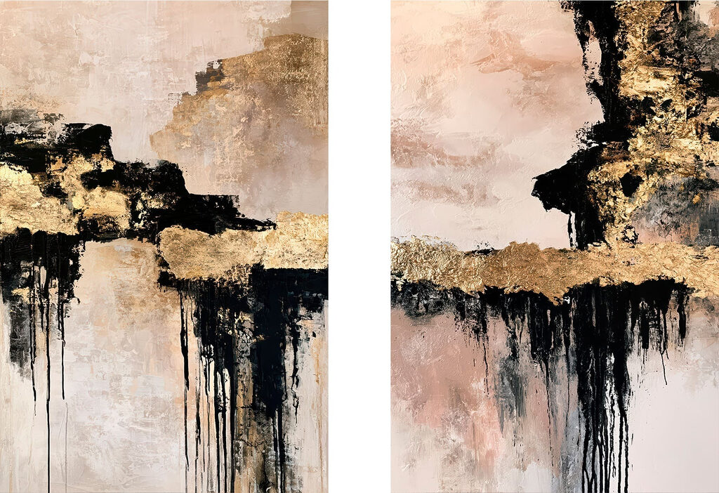 Abstraction noir et or — motif complet