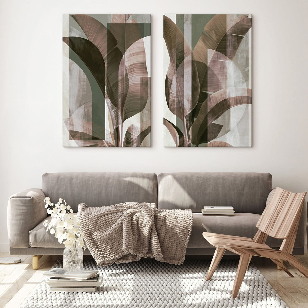 Feuilles en couches courbes dans un intérieur