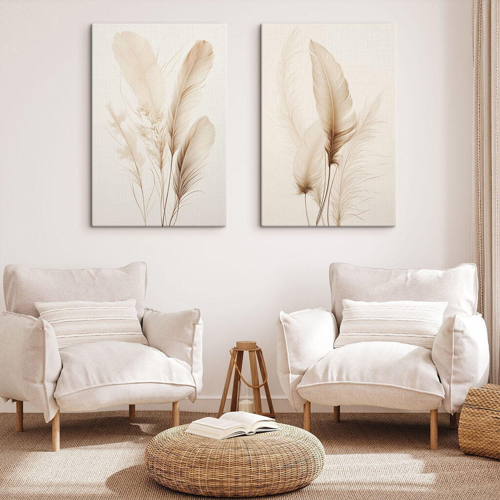 Plumes à contre-jour dans un intérieur