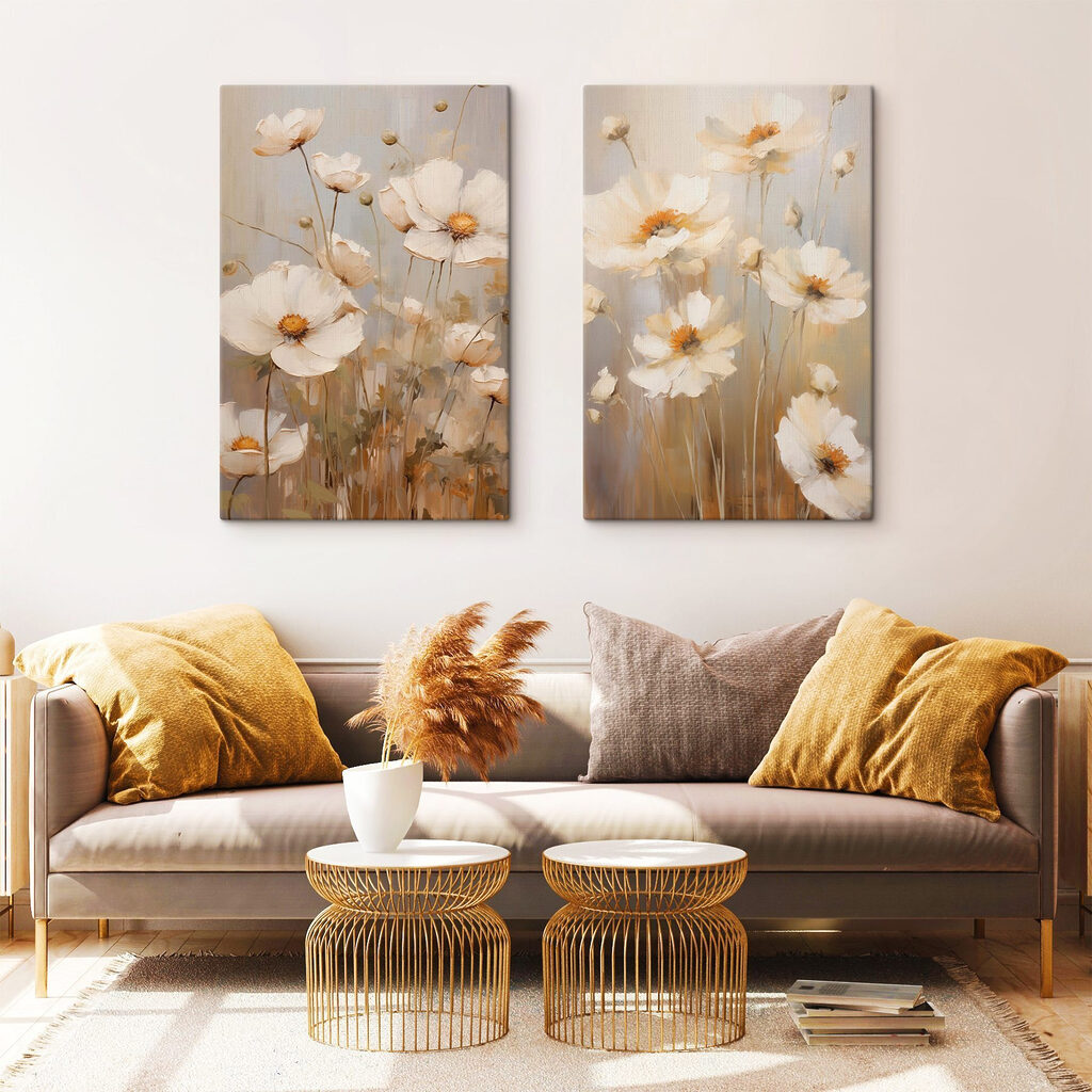 Herbes et fleurs blanches dans un intérieur