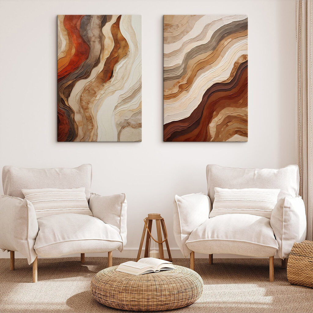 Paysage de strates ondulées dans un intérieur