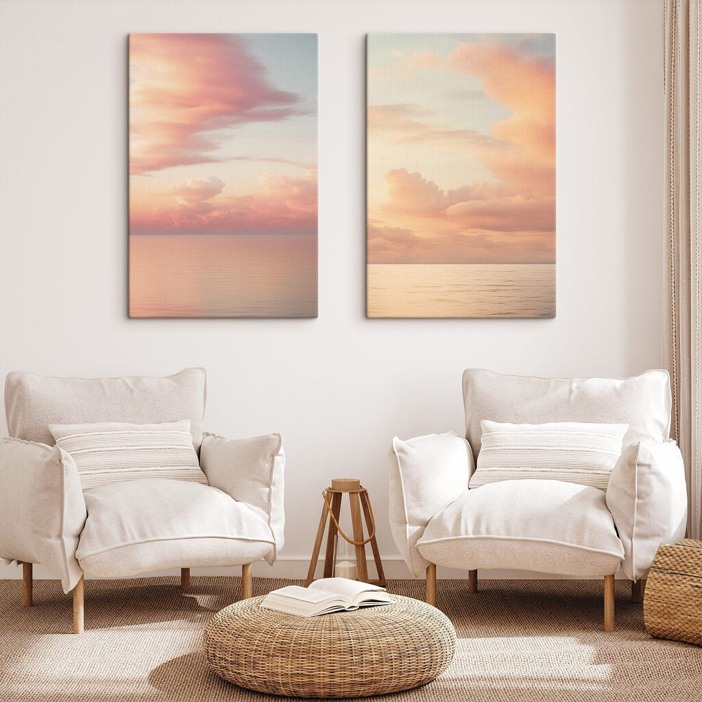 Nuages roses sur l’eau dans un intérieur