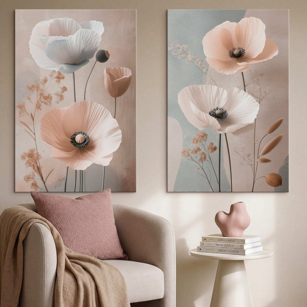 Coquelicots aux tiges fines dans un intérieur
