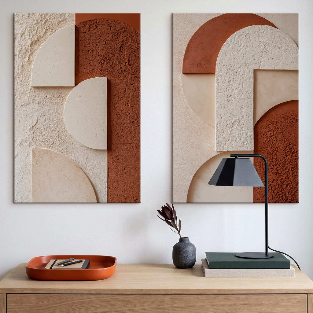 Arches terracotta dans un intérieur