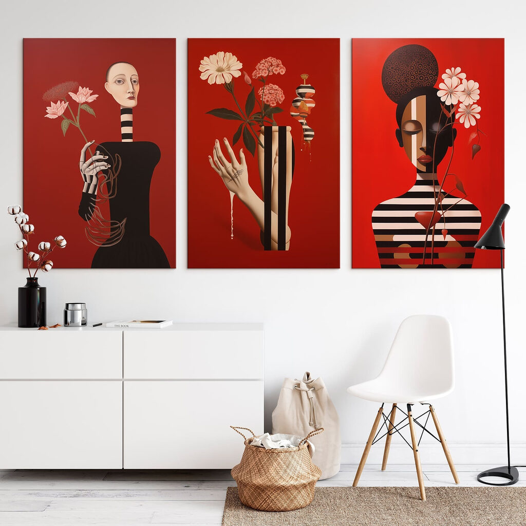 Fleurs et silhouettes rayées — intérieur 2