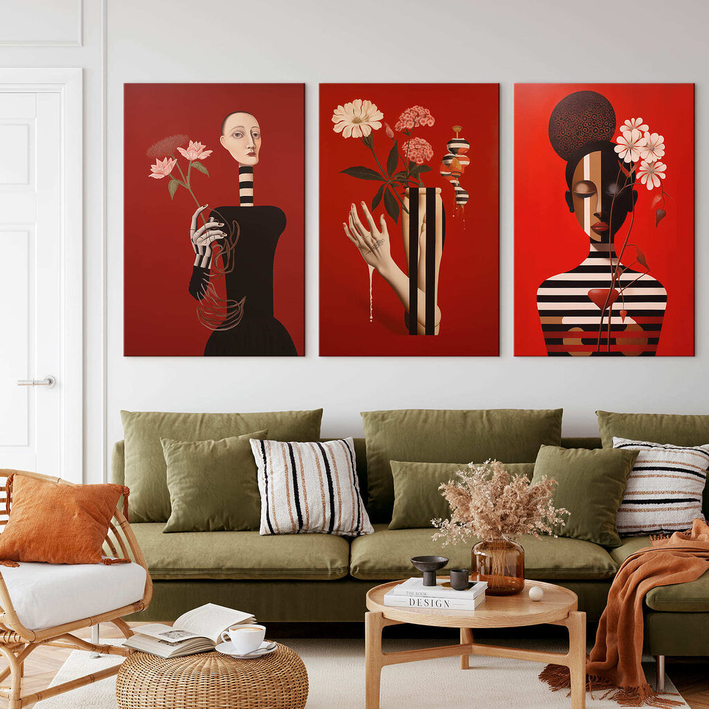 Fleurs et silhouettes rayées — intérieur 3