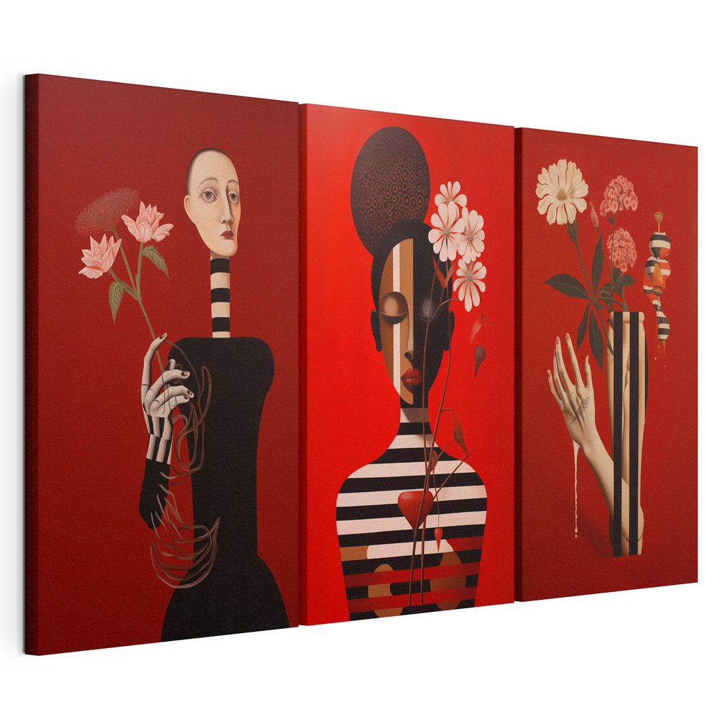 Fleurs et silhouettes rayées — vue du produit