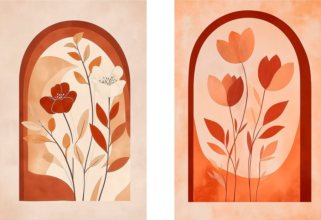 Fleurs sous l’arche — motif complet